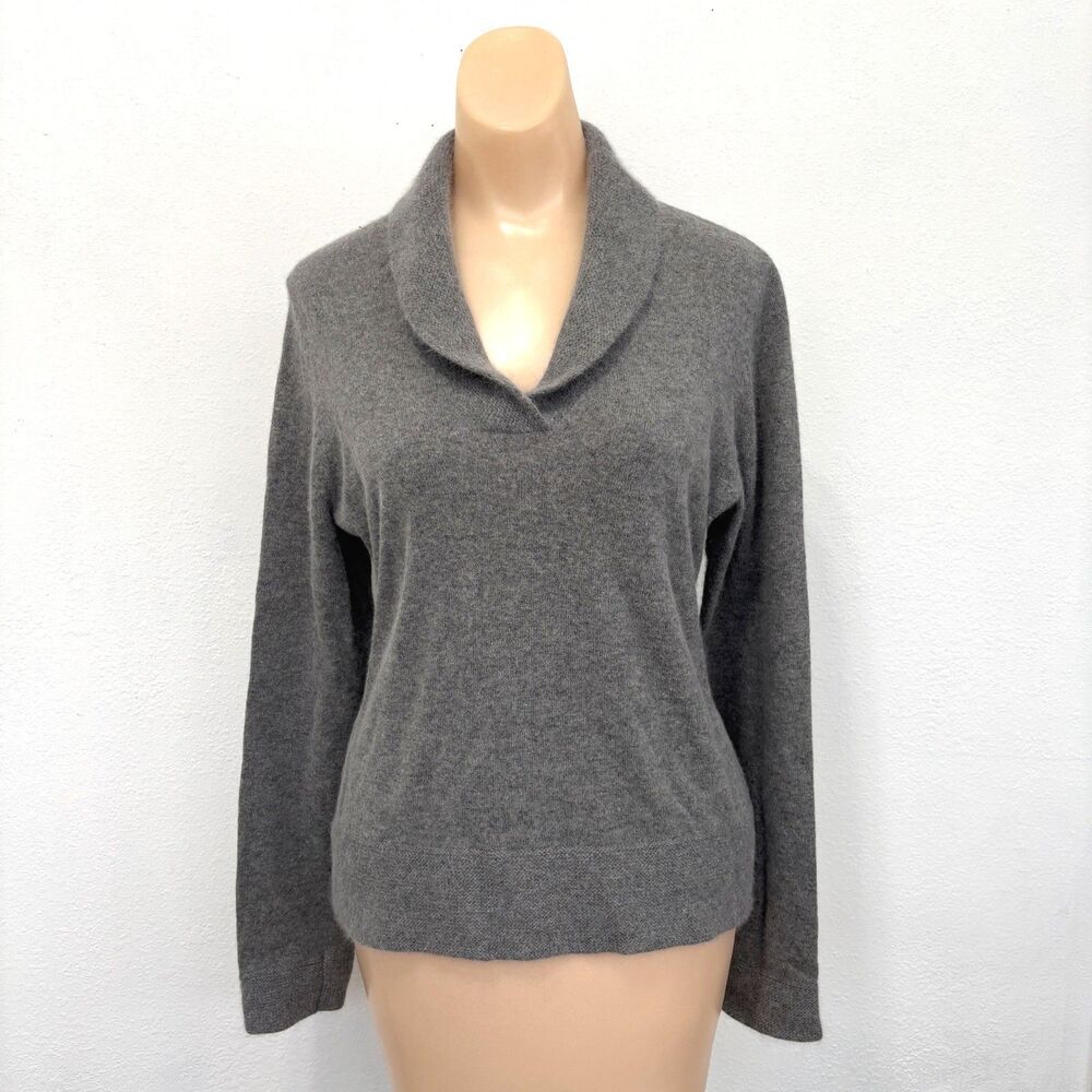 Carole Little Shawl Collar Sweater Medium Angora Wool Blend Vintage Old Money